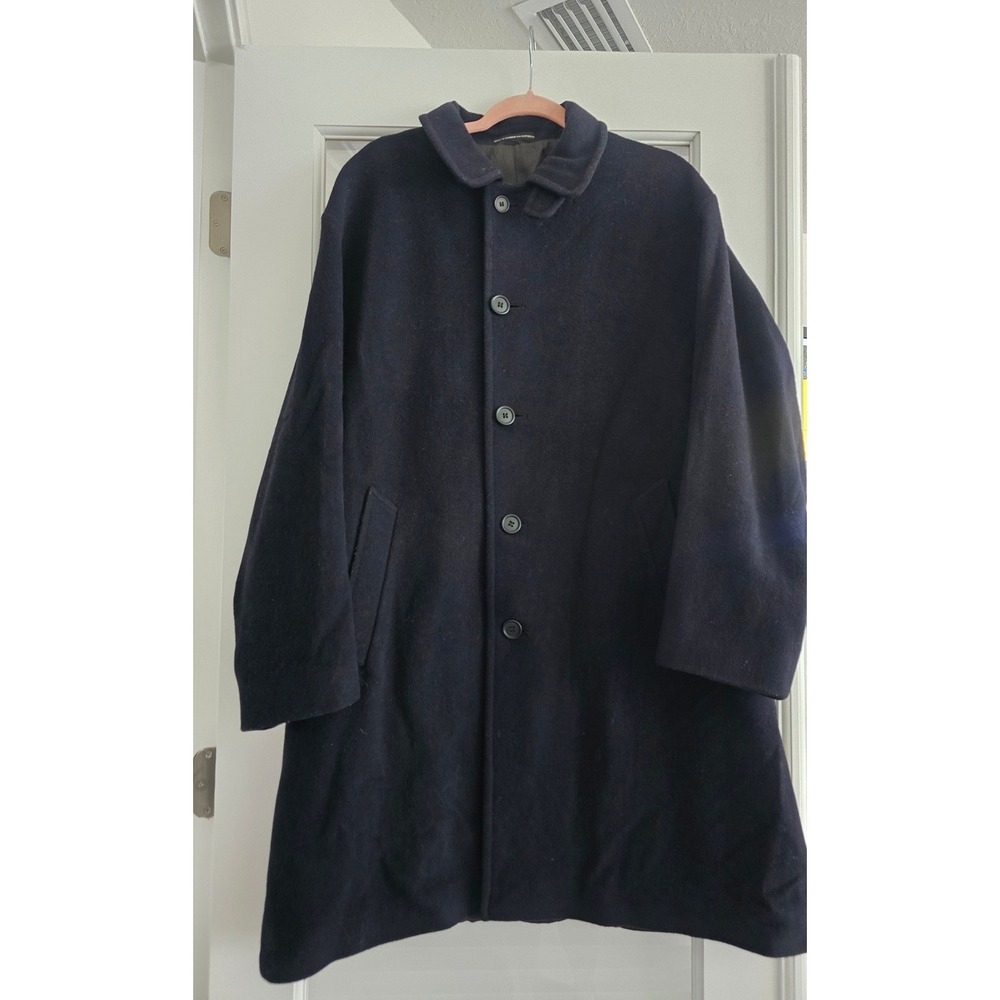 Polo University Club‎ Ralph Lauren Mens Navy Blue Wool Overcoat Size 40R Vintage